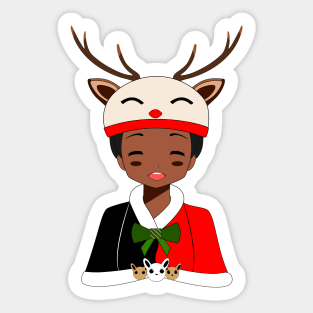 Reindeer Girl Sticker